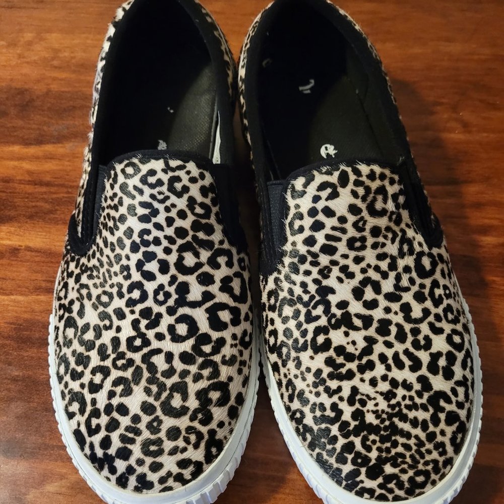 Timberland Sklya Bay Leather Slip On Leopard Animal Print Sz 8 Outside Slippers